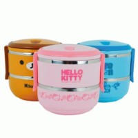 Jual RANTANG 2 SUSUN STAINLESS LUNCH BOX HELLO KITTY DORAEMON RILAKUMA Murah