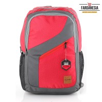 Jual Tas Ransel Sekolah/Kuliah/Kerja LOZ 350 Warna Merah Abu | Fardanesia Murah