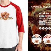 Jual Kaos Raglan Hunger Games Logo 01- Tshirt Oblong - Grosir Baju Distro Murah