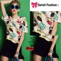 Jual Setelan Wanita - st owl CR - spandex printing cream - TPD Murah