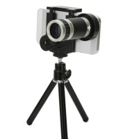 Jual Mini Tripod + TELE ZOOM 8x UNIVERSAL LENSA for Smartphone Murah