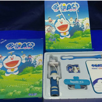 Jual Paket Super Hemat Powerbank Tongsis DORAEMON isi 5 ALL PINK Lucu + Bag Murah
