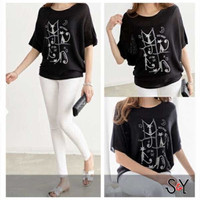 Jual OVERSIZE JUMBO WILD CATCO BATWING ATASAN BIGSIZE BAHAN SPANDEX RAYON F Murah