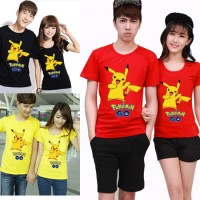 Jual HV5943 3 warna Kaos Couple PIKACHU GO pokemon game KODE BIS5997 Murah