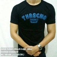 Jual A018 Tshirt Black Logo Blue / Kaos Kemeja Batik Jaket Murah