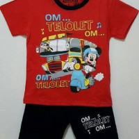 Jual Grosir setelan karakter//Set Telolet Mickey Red 1-6T Murah