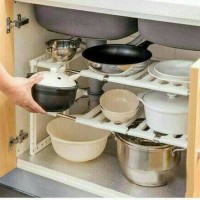 Kitchen Rack Portable Stainles Rak Dapur Untuk Panci Sepatu 2 Susun