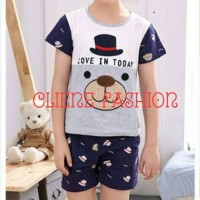 Jual baju tidur setelan pendek anak pria LOVE IN TODAY Murah