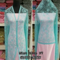 Brokat Brukat Bahan Kain Kebaya Dress Gaun Gamis Couple Biru Mint P7