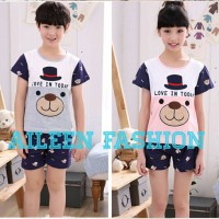 Jual Baju Tidur Kaos Setelan Pendek Anak Cowok Cewek Import Murah Cute Bear Murah