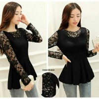 Jual sely blouse brokat hitam trendy Murah
