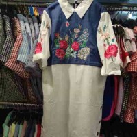 Jual AGS 24 Pakaian Dress katun denim brokat import Code 27 Murah