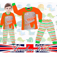 Jual PIYAMA ANAK DINO ZIG ZAG SETELAN KIDS BAJU TIDUR PAJAMAS CEWE COWO BOY Murah