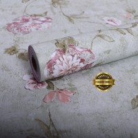 Jual Wallpaper Stiker Motif Red Flower Tosca Murah