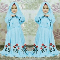 Syari Anak Marsha Biru Muda SW - baju muslim anak perempuan jersey bir