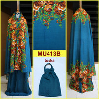 Jual Mukena Bali Semi Jumbo Motif Bunga Mawar - MU413B (Toska) Murah