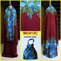 Jual Mukena Bali Semi Jumbo Motif Bunga Mawar - MU413C (Merah Hati) Murah