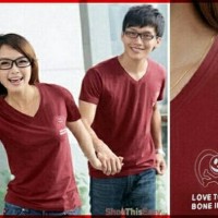 Baju Jaket Kembar Pria Wanita Stelan Couple Tshirt V Neck Love Inside