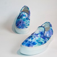 Vans Slip On Motif Biru Kamuflase Blue Galaxy Camouflage Sepatu Pria