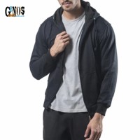 Jual Sweater Hoodie Polos Zipper Fleece Pria - Wanita Hitam Pekat Murah