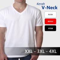 Jual Baju Kaos Polos V-Neck Kaos Oblong Distro Jumbo Big Size XXL 3XL 4XL Murah