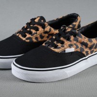 VANS Era Hitam Motif Leopard Black Loreng Tutul Kombinasi Sepatu Pria