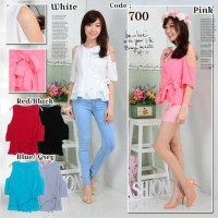 Baju blouse atasan cantik hitam lengan bolong fashion wanita