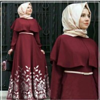 Jual gamis turki maroon abaya 3in1 +sabuk +pashmina Murah