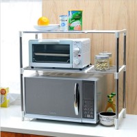 Oven Microwave Storage Rak dapur bumbu besi stainless portable 2 susun
