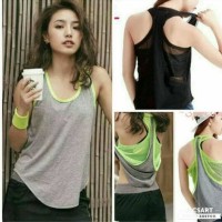 Jual Tanktop Rompi Sport Dua Lapis Baju Senam Gym Yoga Olahraga Wanita Murah