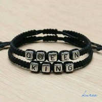 Jual 2 pcs gelang couple pria wanita bracelet king and queen Murah