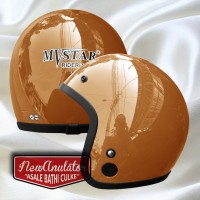 Helm Bogo Pilot MvStar Coklat Glossy Retro Classic Scooter Caferacer