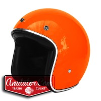 Helm Orange Hijau Glossy List Chrome Gojek Grabbike Caferacer Fino new