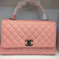JUAL TAS CHANEL COCO HANDLE PINK HARDWARE BLACK MIRROR QUALITY