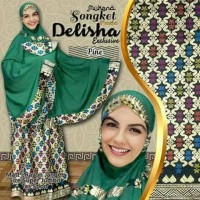 Jual Mukena Bali SONGKET PRADA Katun Rayon Hijau Army Pine Super Jumbo Murah