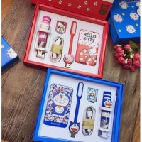 Jual DORAEMON HELLOKITTY POWERBANK GIFT SET TONGSIS KABEL MINI KADO - AF010 Murah
