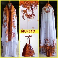Jual Mukena Bali Dewasa Semi Jumbo Dasar Putih Motif Bunga-MU421D KMI Murah