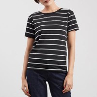 baju atasan cewek kaos wanita strip garis hitam putih clo060