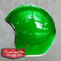 Helm Bogo glosy Hijau Custom 500 Retro Pilot Lis List Chrome Krum Krom