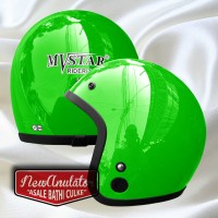 Helm Bogo Pilot MvStar Hijau Glossy Retro Classic Scooter Caferacer