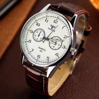 YAZOLE Jam Tangan Pria Vintage Leather Band Fashion Stainless - 311