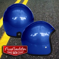 Helm Bogo glossy Biru tua Jet Retro 68 Pilot Bisa Add List Chrome