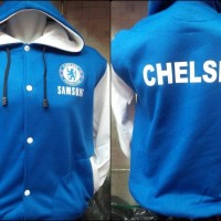 Jual JAKET HOODIE SWEATER BASEBALL BOLA CHELSEA BIRU PUTIH Murah