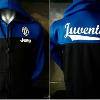 Jual JAKET HOODIE SWEATER BASEBALL BOLA JUVENTUS BIRU HITAM Murah