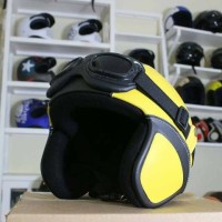 Helm Bogo - Helm Kulit Kacamata Goggle - Kuning Hitam