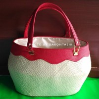 DT-1702 Tas Manggis Anyaman Pandan Mendong Kulit Bahan untuk decoupage