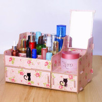 Jual HOT SALE #618 Rak kosmetik CERMIN kitty cat Desktop storage kitty seri Murah