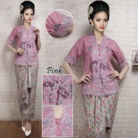 KEBAYA SETELAN ENCIM BORDIR LENGAN PENDEK PINK LAVENDER