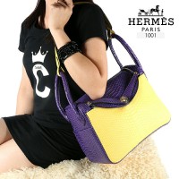 Tas Hermes Lindy Lizard 2Tone Ungu - Kuning Semi Ori XY027