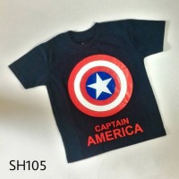Jual Kaos Anak Pria Cowok Laki Super Hero CAPTAIN AMERICA Dongker - SH105 Murah